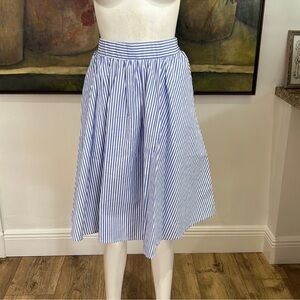HAUTE MONDE A-Line High-Waist Skirt Nautical Striped Cotton Blend Medium